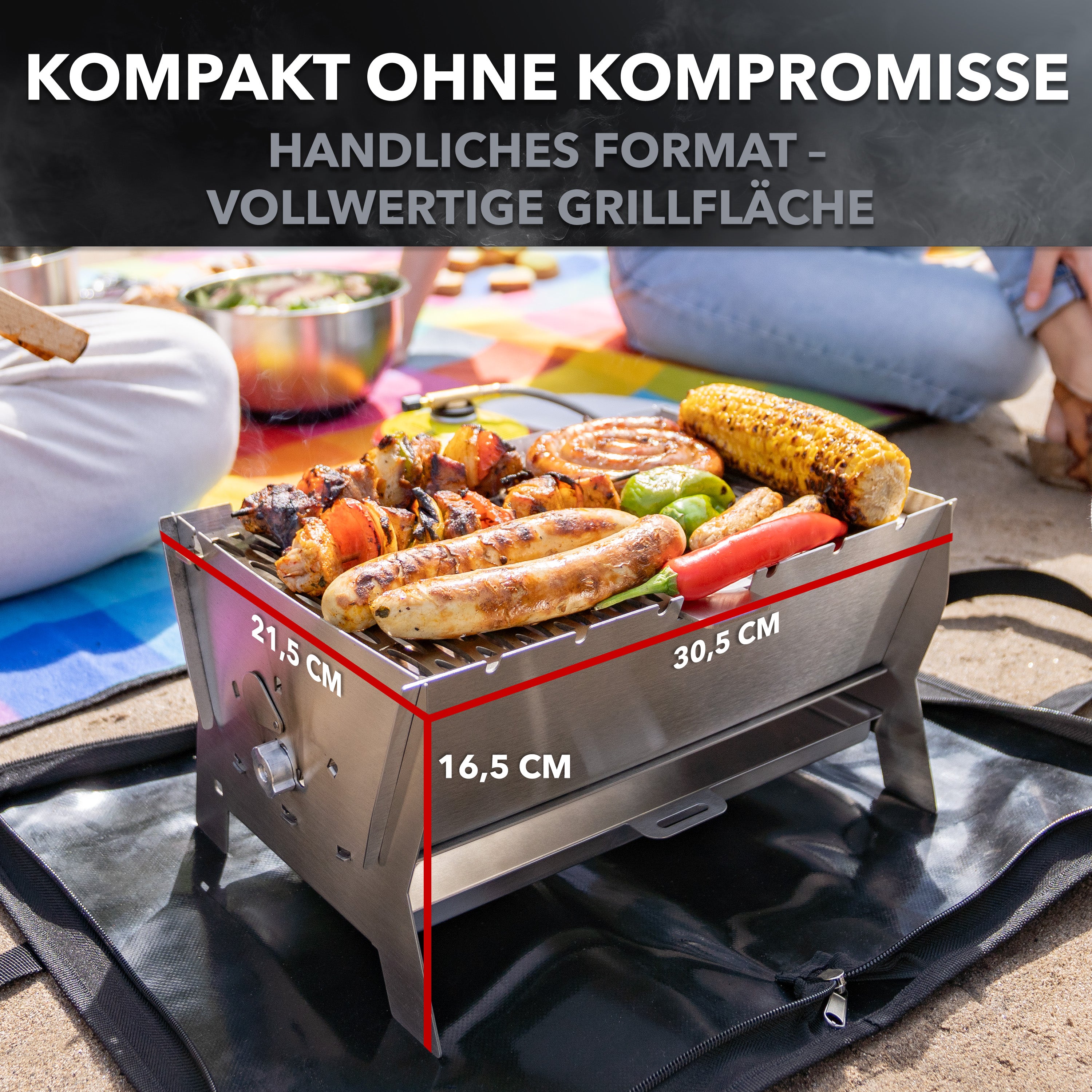OVICUE Grill | Mobiler Gas- & Holzkohlegrill aus Edelstahl