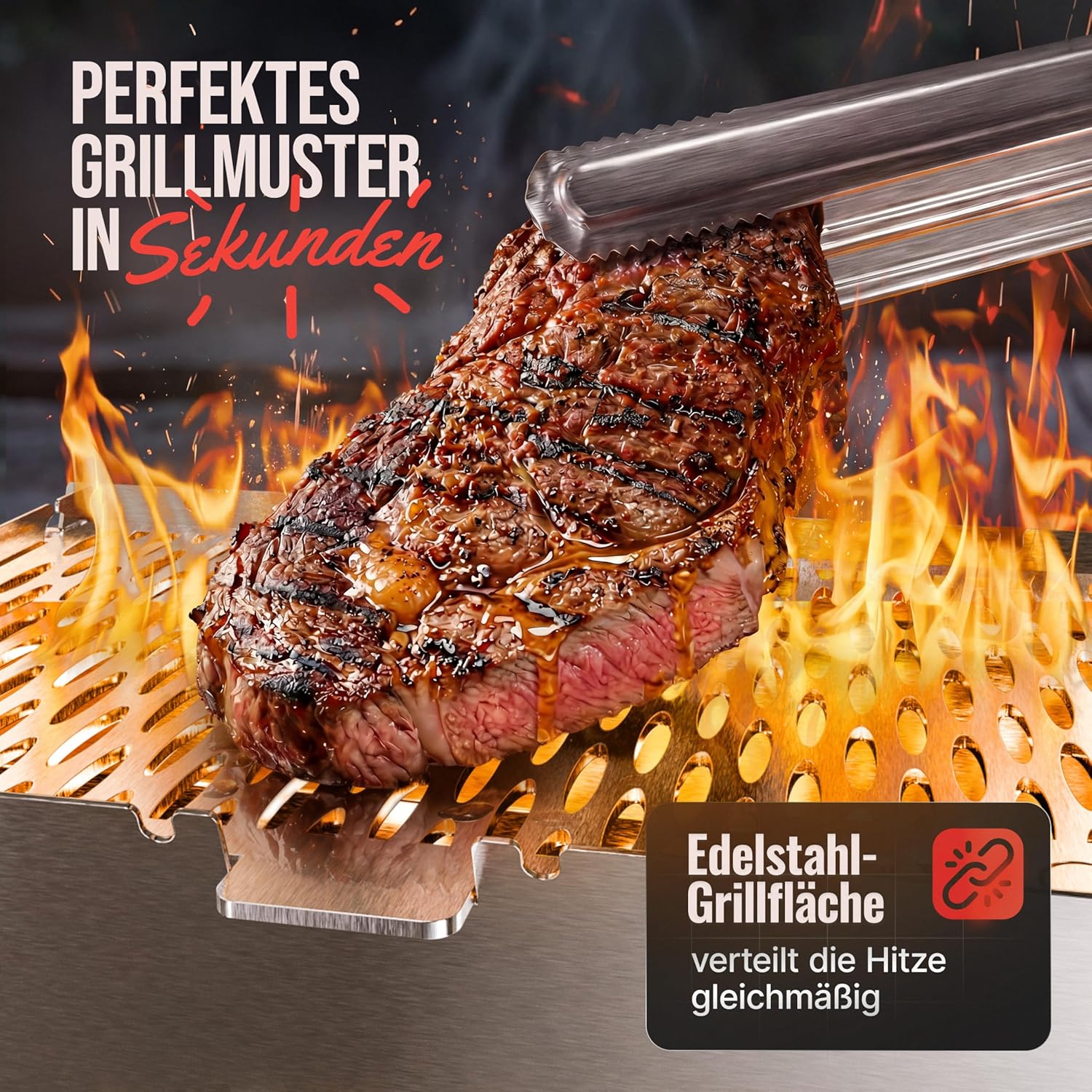 OVICUE Grill L | Mobiler Gas- & Holzkohlegrill aus Edelstahl